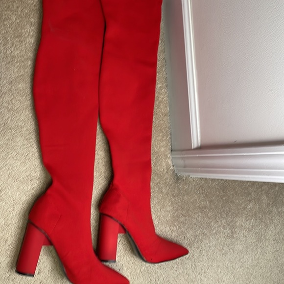 Zara Shoes Nwt Zara High Heel Leather Over The Knee Boots Poshmark